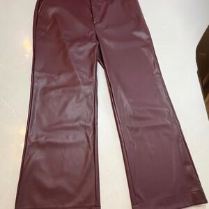 Steve Madden Burgundy Faux Leather Wide Legged Pants, XL